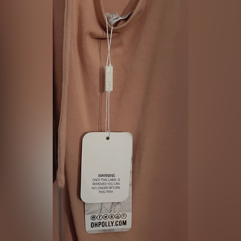 Oh Polly Tan Open Back Halter Tie Bodycon Midi Dress - Picture 4 of 4